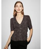 Express Womens Dotted V-neck Tie Back Puff