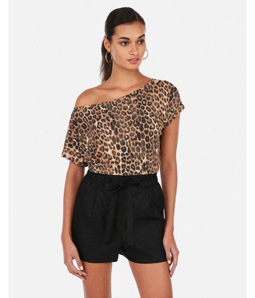 Express Womens Express Womens Express One Eleven Leopard Off The Shoulder