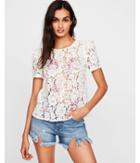 Express Womens Lace Floral Embroidered Tie Back Tee