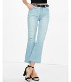 Express Womens Distressed High Rise Bell Crop Jeans