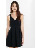 Express Women's Dresses Black Scalloped Fit And Flare Dress
