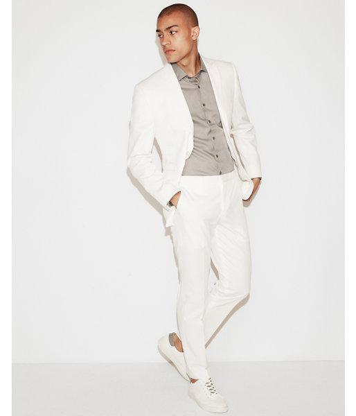 Express Mens Extra Slim White Cotton-blend Stretch