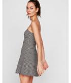 Express Womens Gingham Adjustable Strap Fit And Flare Dress