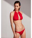 Express Womens Ribbed Cut-out Adjustable Halter Bikini Top
