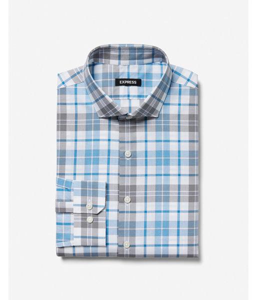 Express Mens Slim Plaid Print Dress