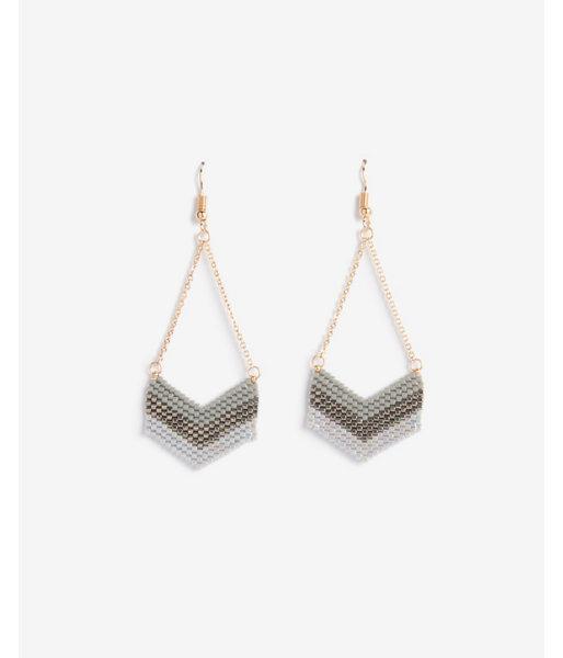 Express Womens Beaded Chevron Drop Earrings