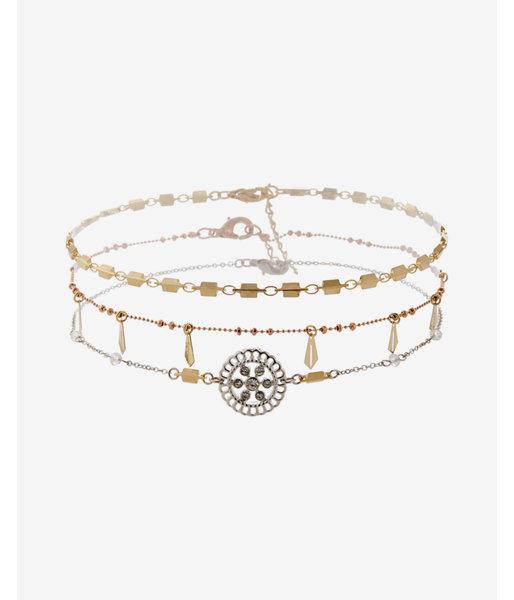 Express Womens Set Of Three Mini Filigree Choker Necklaces
