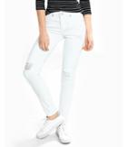Express Womens Distressed White Mid Rise Jean