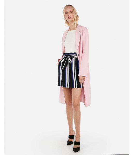 Express Womens High Waisted Striped Sash-tie Waist