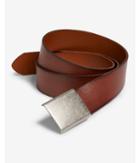 Express Mens Dark Brown Leather Plaque Belt