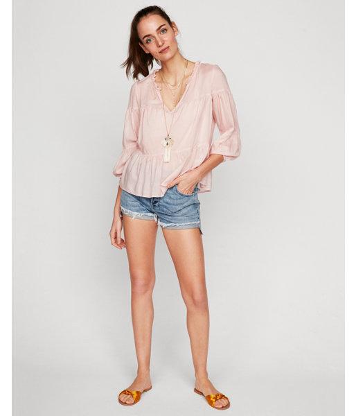 Express Womens Deep V-neck Popover Blouse