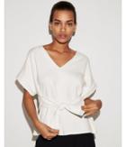 Express Womens V-neck Tie Waist Rolled