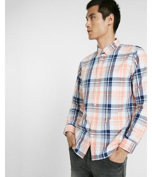 Express Mens Soft Wash Plaid Button-down Collar