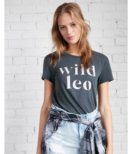 Express Womens Zodiac Wild Leo Crew Neck Tee
