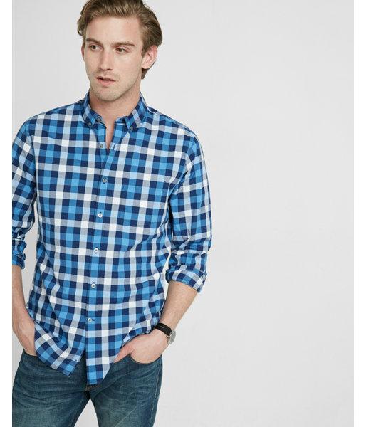 Express Soft Wash Check Button-down Collar