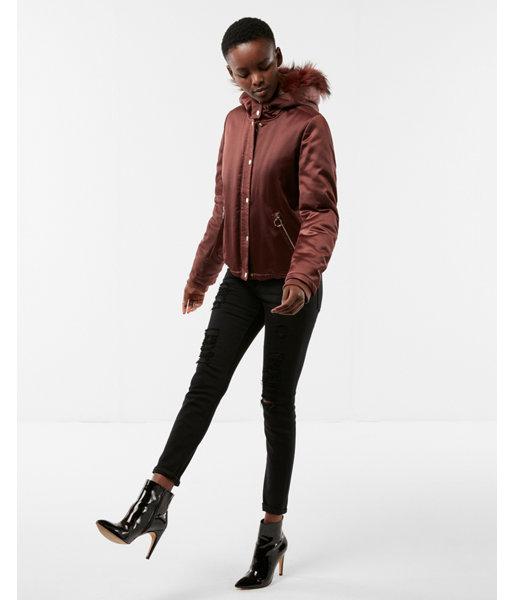 Express Womens Satin Puffer Jacket