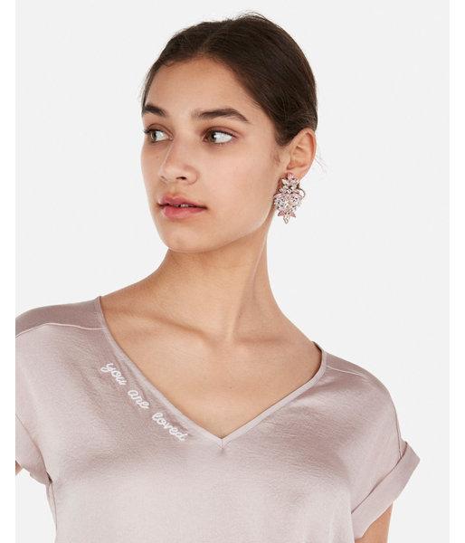 Express Womens You Are Loved Embroidered Silky Gramercy Tee
