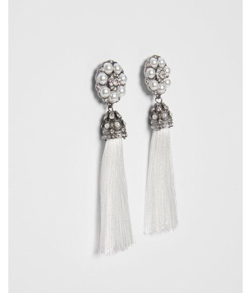 Express Womens Stone Tassel Drop Earrings
