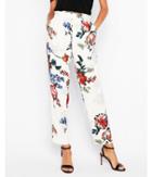 Express Womens Mid Rise Floral Ruffle Waist Pull-on Pant