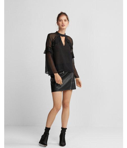 Express Womens Ruffle Choker Top