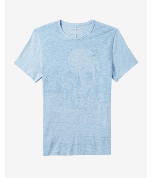 Express Mens Faded Skull Graphic Tee