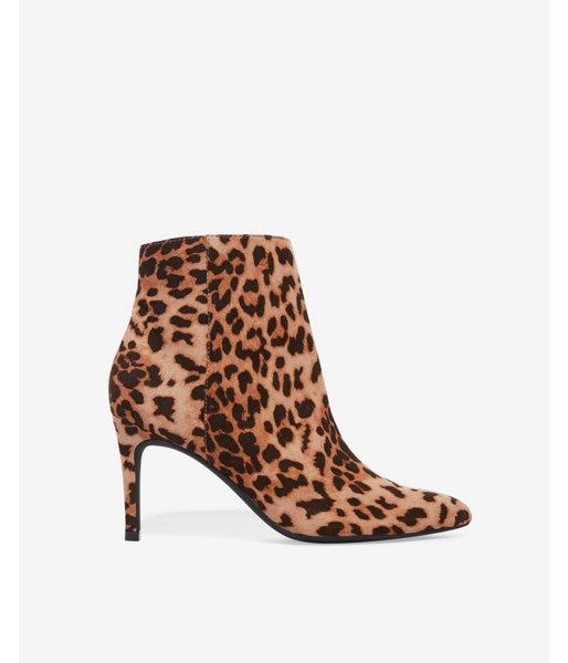 Express Womens Leopard Print Thin Heel Booties