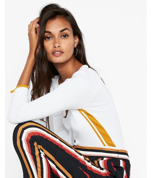 Express Womens Side Stripe V-neck Pullover