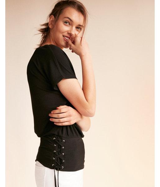 Express Womens Lace-up Corset Hem Dolman Tee