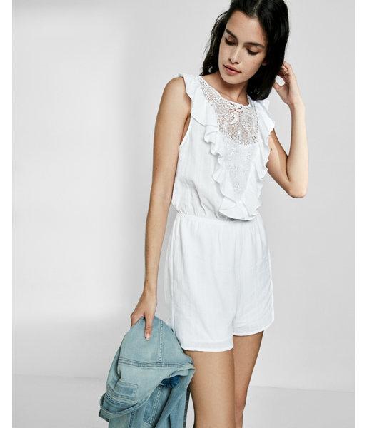 Express Petite Ruffle Front Romper
