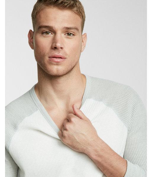 Express Waffle Knit Crew Neck Baseball Tee
