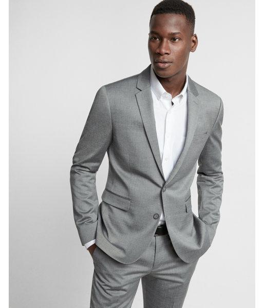 Express Mens Skinny Innovator Gray Wool Blend Oxford