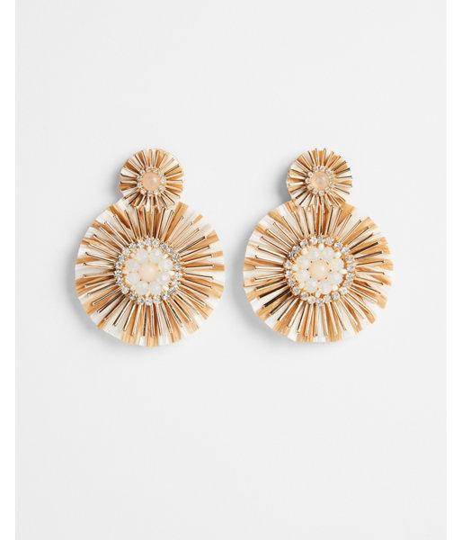 Express Womens Double Raffia Disc Post Back Earrings