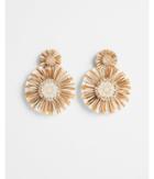 Express Womens Double Raffia Disc Post Back Earrings