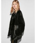Express Womens Collarless Pieced Faux Fur Coat