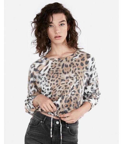 Express Womens Express Womens Express One Eleven Leopard Tie Hem Abbreviated