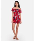 Express Womens Floral Off The Shoulder Ruffle Romper