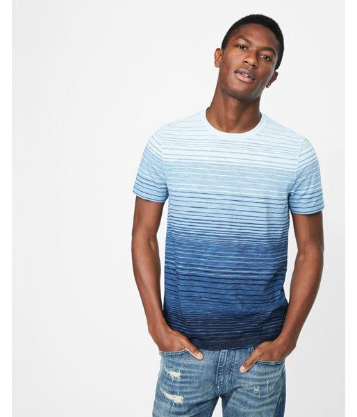 Express Mens Printed Stripe Crew Neck Tee