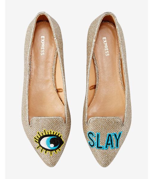 Express Womens Slay Embroidered Patch Flat