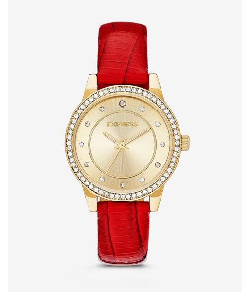 Express Mens Pave Bezel Analog Watch Gift