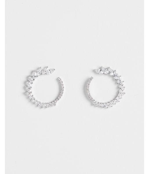 Express Womens Cubic Zirconia Open Circle Post Back Earrings