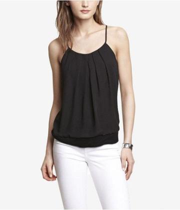 Express Womens Pleated Neck Blouson Cami Black X