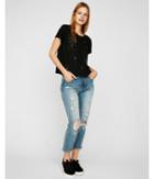 Express Womens Express One Eleven Embellished Linen-blend Boxy Tee