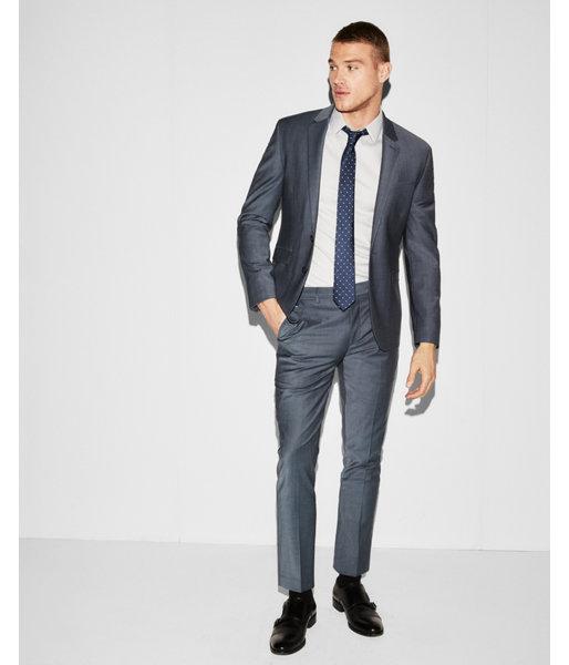 Express Mens Express Mens Extra Slim Dark Blue Performance Stretch Wool-blend