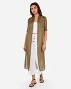 Express Womens Shadow Striped Button-front Pocket Duster