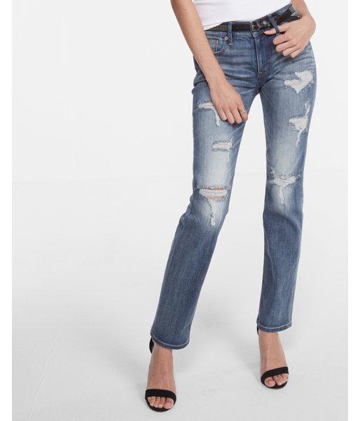 Express Mid Rise Distressed Stretch