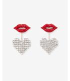 Express Womens Pav Lip And Heart Drop Jacket Earrings