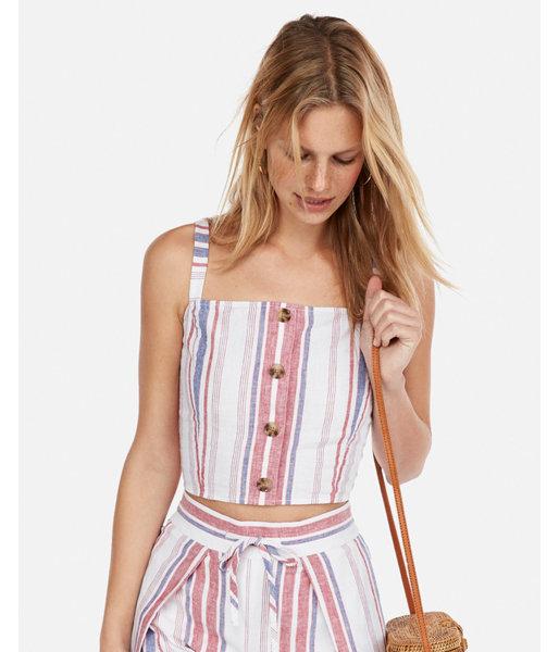 Express Womens Stripe Square Neck Button Tank