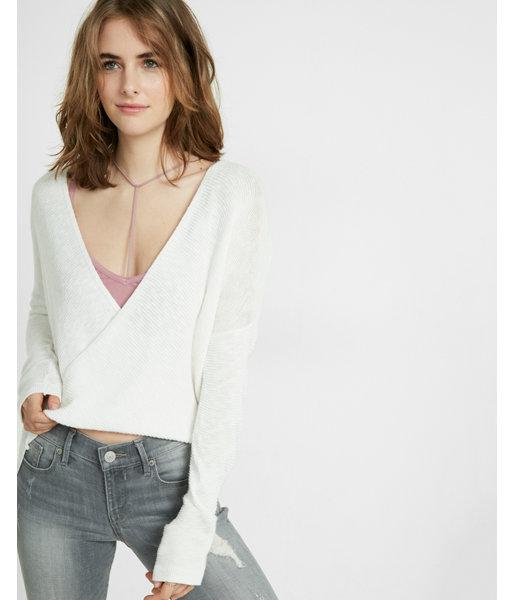 Express Deep V-neck Surplice Popover