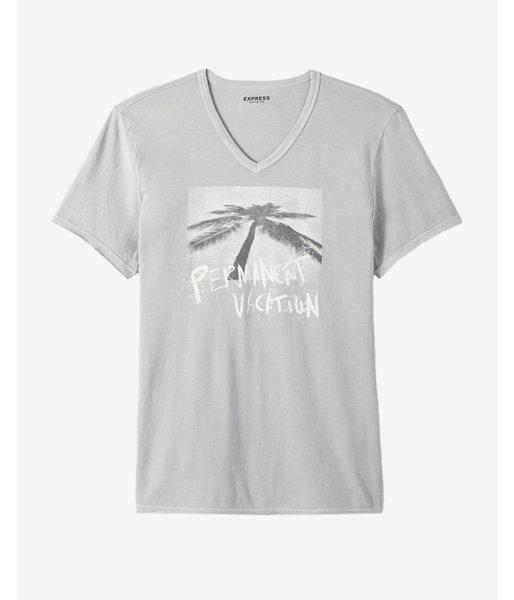 Express Permanent Vacation V-neck Graphic Tee