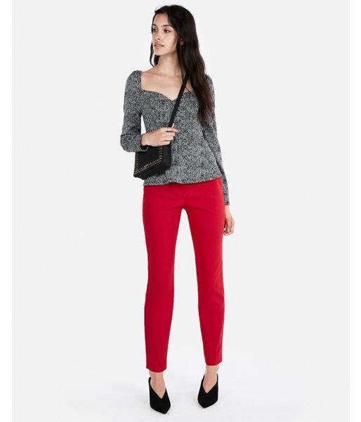 Express Womens Sweetheart Neck Puff Sleeve Peplum Blouse